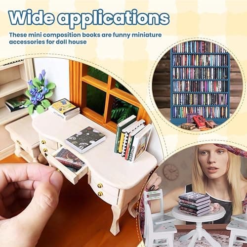 DIYDEC Mini Bookshelf with 180pcs Mini Books Miniature Blue Bookshelf Ornament Tiny Small Library Decor Shake Away Your Anxiety for Book Lovers Gift Home Room Office thumbnail 7