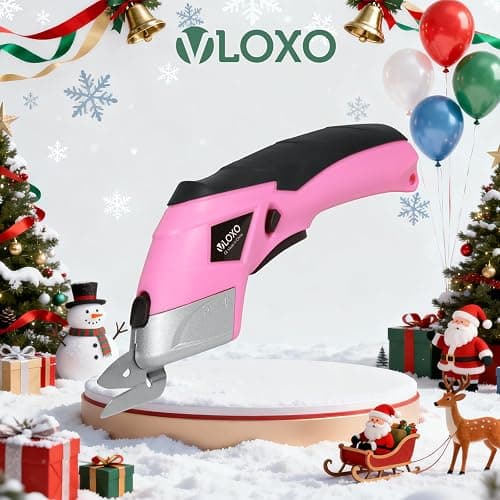 VLOXO Cordless Electric Scissors Cardboard Cutter with 2 Type Blades Rechargeable Powerful Shears Cutting Tool for Fabric Electric Box Cutter Leather Felt with Charger & Storage Box-Pink thumbnail 2