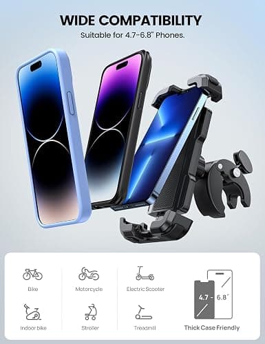 Lamicall Motorcycle Phone Mount, Bike Phone Holder - [Metal Lock] Upgrade Quick Install Handlebar Clip for Bicycle Scooter, Cell Phone Clamp for iPhone 17 16 15 Pro Max, Galaxy, 4.7-6.8" Phones thumbnail 6