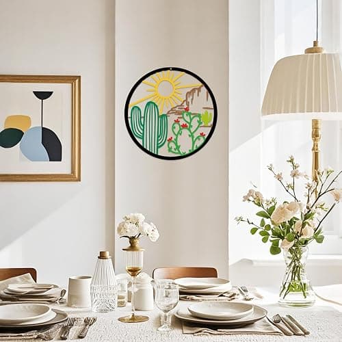 Jidecor Metal Western Cactus Desert Wall Hanging Decor Silhouette Wall Art for Home Living Room Bedroom Kitchen outdoor décor (Colored) thumbnail 4
