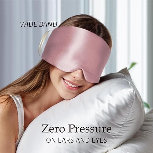 Zenssia 100% Mulberry Silk Sleep Mask Eye Mask for Man and Woman with Adjustable Headband, Full Size Large Sleep Mask & Blindfold for Total Blackout for All Night Sleep, Travel & Nap- Light Plum thumbnail 5