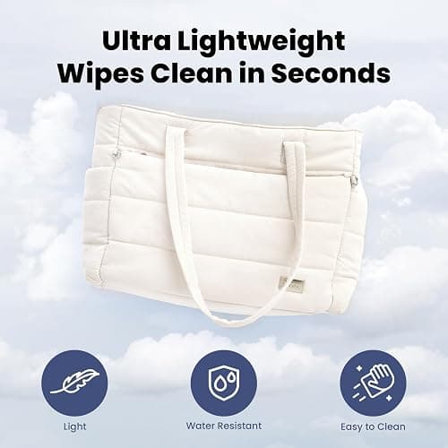 rubyloo Puffer Dog Travel Bag for Dog Moms – Doggy Diaper Bag with Pet Bowls & Food Storage or Everyday Puffy Tote – Doggy Mom Gifts for Women – Lightweight, Travel-Ready Gift for Pet Lovers – Beige thumbnail 8