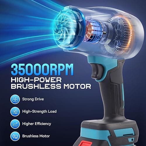 Leaf Blower Cordless, 21V 350,000RPM Portable Dust Cleaner Handheld Leaf Blower w/ 5.0Ah Batteries & Charger, Lightweight Blower for for Lawn, Yard, Patio, Sidewalk and Car Cleaning thumbnail 3