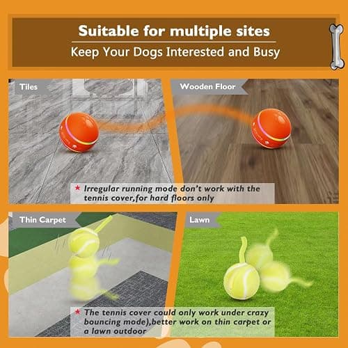 PetDroid Interactive Dog Toys Dog Ball,[2025 Newly Upgraded] Durable Motion Activated Automatic Rolling Ball Toys for/Small/Medium/Large Dogs,USB Rechargeable(Orange) thumbnail 5