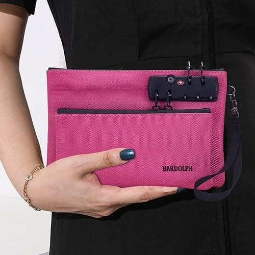 Money Bag with Lock, Double layer Men & Women's Locking Accessories Pouch, Bank Bag, Passports, Notary Supplies, Valuable StorageBag,CashBag and Zipper NotaryBag with Lock thumbnail 2