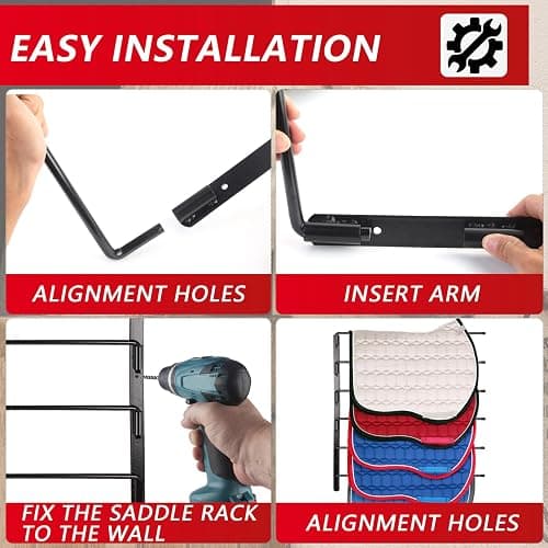 TOMESHA Saddle Pad Rack-Horse Blanket Holder,Extra-Long Rack Arms for Various Accessories,Heavy Duty 180 Degree Swing-Out Wall Mount,Six (6) Well-Spaced,Storage Rack Stand Wall Mount thumbnail 4