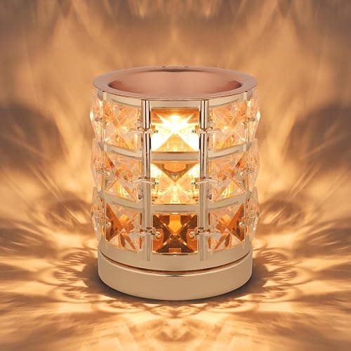Crystal Wax Melt Warmer Candle Wax Warmer for Scented Wax 2 in 1 Wax Melts Fragrance Warmer Wax Cubes Melter Home Office Deco Night Light Valentines Day Birthday Gifts for Women Mom Girl(02-Gold) - Image 1