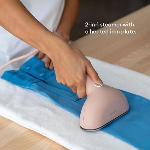 Steamery Handheld Clothes Steamer Cirrus 3, 1200W, US Plug, Heated Ironing Plate, Fast Heat Up, Garment Wrinkle Remover, Pink thumbnail 4