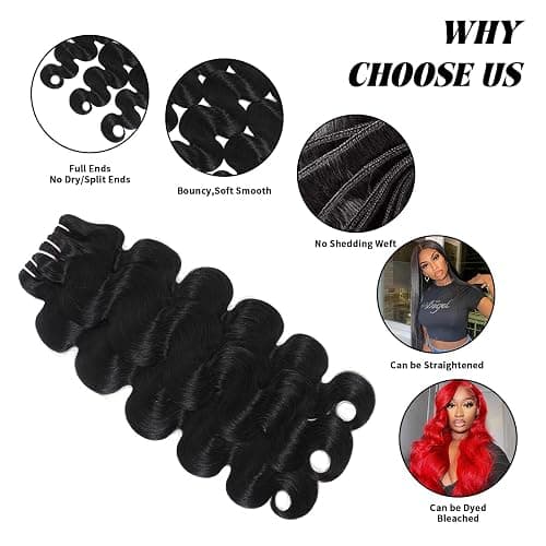 15A Raw Indian Human Hair Bundles Body Wave Bundles Human Hair,Triple Lifespan Virgin Remy Hair,No Tangle Shedding,Keep Texture Silky Soft After Multiple Washes (3 Bundles Natural Black, 20 22 24) thumbnail 6