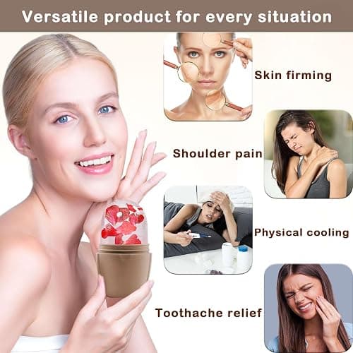 XHJRI Ice Face Roller Massager,Ice Cube Roller for Face, Eyes and Neck Naturally Conditioning and Skin Care,De-Puff Eye Bags,Reduce Migraine Pain,Reusable Massage Silicone Ice Mold (New Coffee) thumbnail 8