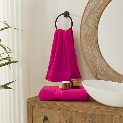 COZYART Hot Pink Bath Towel Set, Turkish Cotton Hotel Large Towel Bulk for Bathroom, Thick Bathroom Sets of 6 with 2 Bath Towels, 2 Hand Towels, 2 Washcloths, 650 GSM thumbnail 7