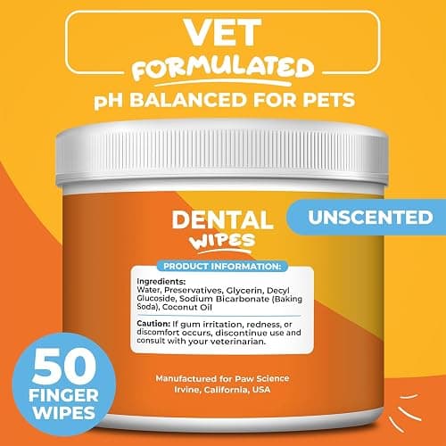 Paw Science Dog & Cat Teeth Cleaning Wipes - Dental Finger Wipes for Cats & Dogs - Pet Toothbrush & Tooth Brushing Kit - Effective Teeth Cleaner (Unscented) thumbnail 5