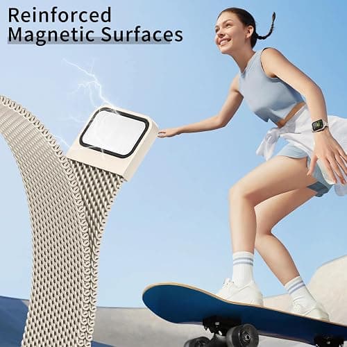 MARGE PLUS Slim Milanese Loop Compatible with Apple Watch Band for women 41mm 40mm 38mm 42mm 46mm 45mm 44mm, Stainless Steel Magnetic Mesh Strap work on iWatch Series 11 10 9 8 7 6 5 4 3 & SE 3 2 1 thumbnail 4