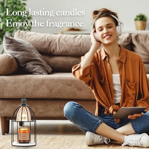 Swokazoe Candle Warmer Lamp for Top-Down Candle Melting, Vintage Aromatherapy Wax Melting lamp,Night Lamp (Black) thumbnail 6