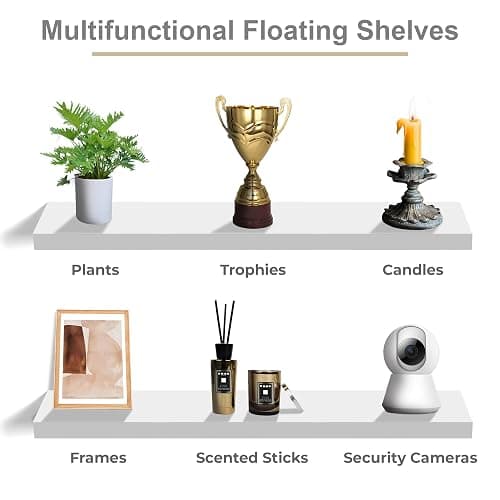Sorbus Floating Shelves for Wall Storage (35 Inch, 3 Pack, White) | Clean display for home accents, books and collectibles; hidden brackets suit bathrooms, bedrooms and kitchens. thumbnail 6