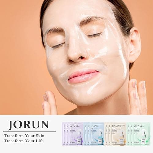 JORUN 12 Pcs Essence Hydrating Sheet Face Mask Set - Korean Sheet Masks Moisturizing,Anti-Aging, Brightening Face Masks Beauty Multipack - Vegan Face Mask Skincare for All Skin Types thumbnail 7