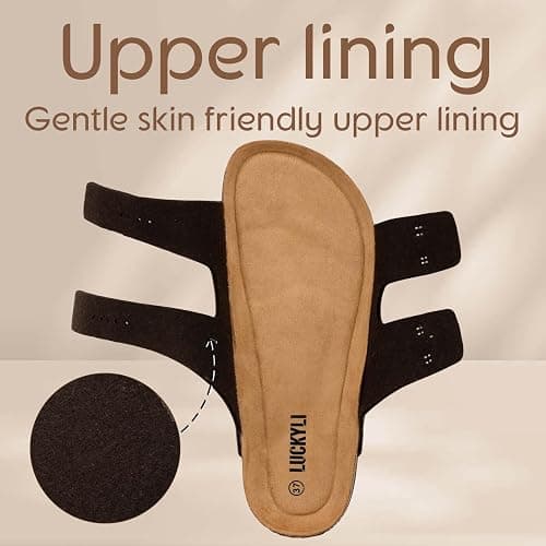 LUCKYLI Kids Sandals for Boys Girls Cork Footbed Slide Sandals with Adjustable Straps Non-slip Summer Slippers for Indoor Outdoor (Little/Big Kids) thumbnail 6