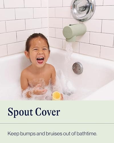 Lalo Spout Cover – BPA-Free Silicone Bath Spout Safety Cover for Babies & Toddler, Fits Most Faucets, Soft & Durable Silicone Bathtub Faucet Cover, Easy to Clean - Sage thumbnail 2