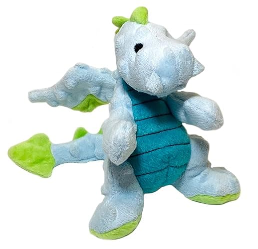 goDog Bubble Plush Dragons Squeaky Dog Toy, Chew Guard Technology - Light Blue, Small - Image 1