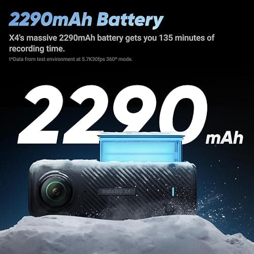 Insta360 X4 Standard Bundle - Waterproof 8K 360 Action Camera, 4K Wide-Angle Video, Invisible Selfie Stick Effect, Removable Lens Guards, 135 Min Battery Life, AI Editing, Stabilization thumbnail 5