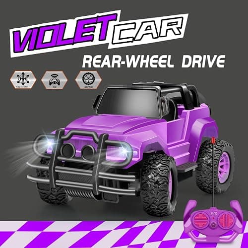 Ynybusi Remote Control Car RC Racing Cars, 1:20 Scale Remote Control Monster Truck, 2.4Ghz LED Light Off-Road Rc Cars,Toy Cars for Kids Boys Girls 6 7 8 9 10 Years Old (Purple) - Purple thumbnail 3