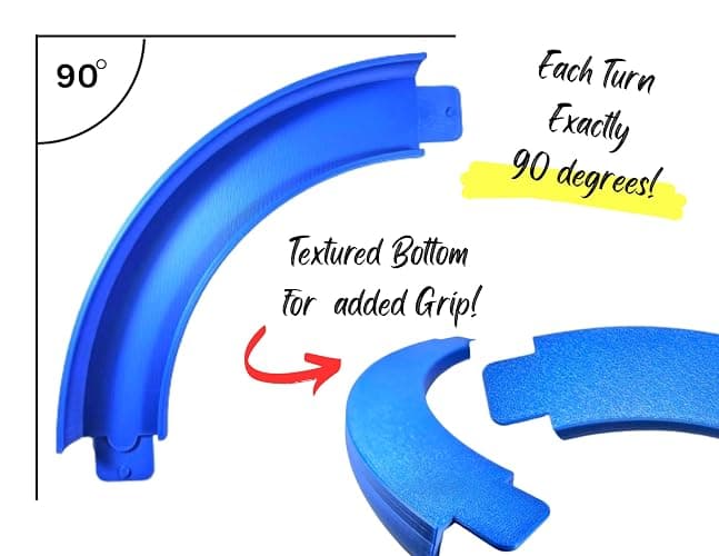 90 Degree Curved Tracks Compatible with Hotwheels Racing Tracks - Set of 4 with 180 Degree Connection thumbnail 4