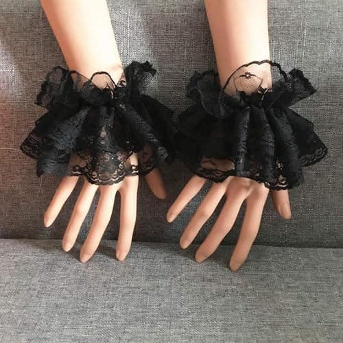 Oilmal Fake Sleeves, Women Fake Hand Sleeves Wrist Cuffs Ruffled Floral Lace Elastic Bracelet Steampunk Wedding Party Prom Clothing thumbnail 9