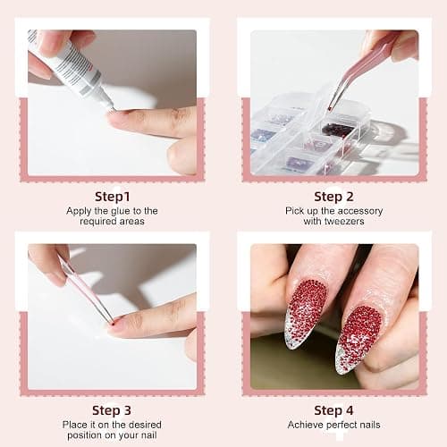 4200pcs Nail Rhinestones, 6 Sizes Silver AB Nail Gems, 6 Colors Mixed Rhinestones, 6 Styles of Sequins, Including 15ml B-7000 Glue, Pick-Up Tweezers & Dotting Pen thumbnail 6