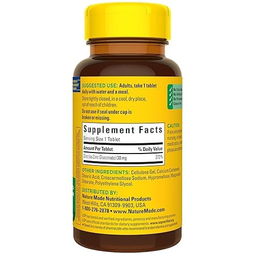 Nature Made Zinc 30 mg, Dietary Supplement for Immune Health and Antioxidant Support, 100 Tablets, 100 Day Supply - 100 Count (Pack of 1) thumbnail 8