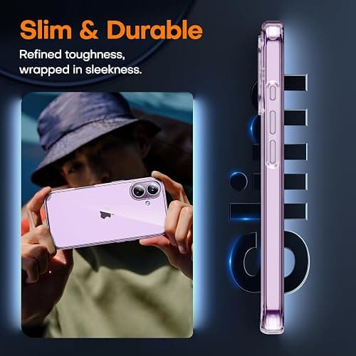 TAURI for iPhone 17 Case, Anti-Yellowing with Screen Protector, Military-Grade Protection Shockproof Slim Phone Case for iPhone 17, Clear thumbnail 6