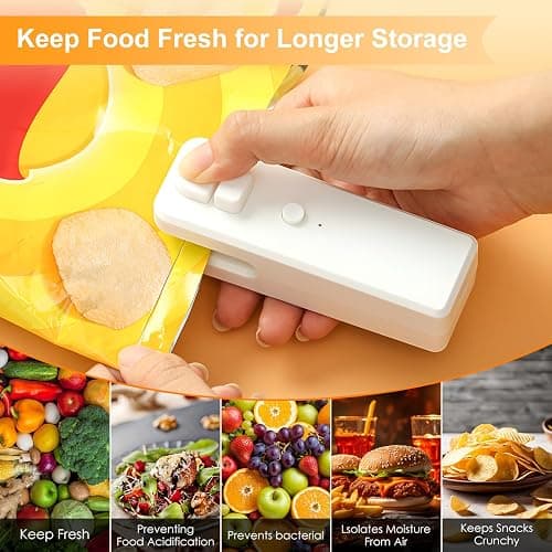 WOSERLD Mini Bag Sealer 2 in 1 Heat Sealer Bag Sealer and Cutter, Bag Sealer for Snacks, Lithium battery bag resealer for chip bags portable sealer kitchen food packaging seal (pink) thumbnail 9