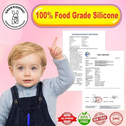 GNAWRISHING Sensory Chew Necklace, 8 Pack Diamond Chew Necklaces for Sensory Kids, Made from Food Grade Silicone for for Autistic, ADHD, Oral Motor Boys and Girls Children (Rainbow Color) thumbnail 2