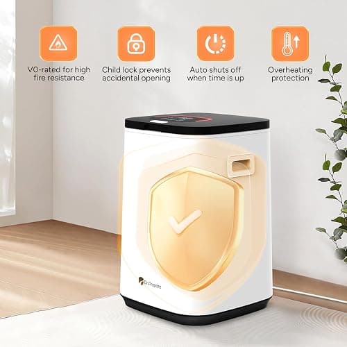 DR.PREPARE 23L Towel Warmer for Bathroom, Luxury Towel Warmer Bucket with LED Display, 3 Timer Settings, Auto Shut Off, Child Safety Lock, 4 Hooks, Large Warmer for 3 Towels, Bathrobes, Blankets, PJ's thumbnail 7