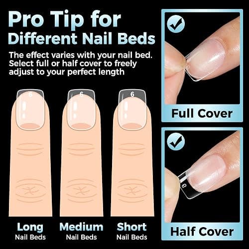 Extra Short Square Nail Tips: XS Short Nail Tips 360PCS Fake Nails 12 Sizes Soft Gel Pre-Shaped Acrylic Clear Square Press on Nails Tips for Nail Extension Home DIY Salon thumbnail 9