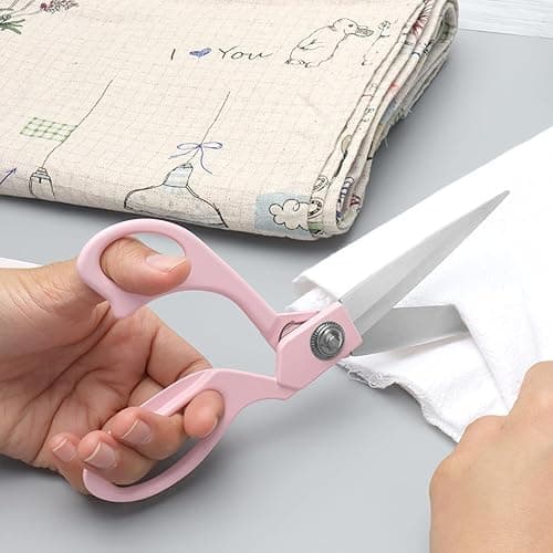 Pink Fabric Scissors 8 Inch Candy Colored Sewing Shears Premium Craft Tailor Heavy Duty Stainless Steel Professional Dressmaker Home Office Metallic Scissors for Women thumbnail 7