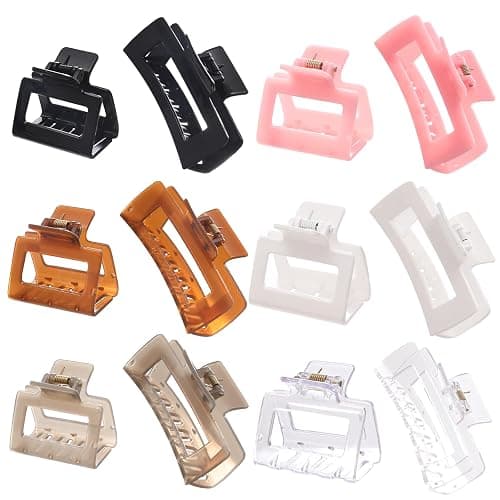 Alemaky 12 Pack Square Claw Clips, Big and Small Neutral Rectangle Hair Claw Clips, Non-slip Matte Large Hair Clips for Women,Strong Hold jaw clip for Thick Thin Hair (clear Jelly colour) thumbnail 8