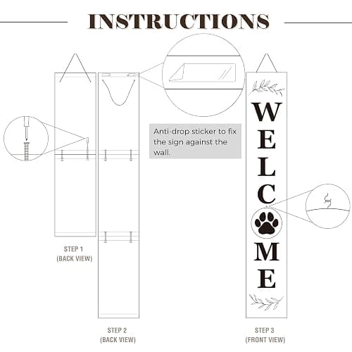 Perfnique Interchangeable Welcome sign for front porch standing, 47 x 7.9 Inch Black Wooden Leaner Sign with 10 Interchangeable Designed Icons, Morden Farmhouse Rustic Seasonal Decor for Spring thumbnail 6