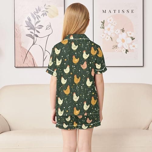 ALAZA Paris Eiffel Tower Blossom Flower Satin Pajamas Set Short Sleeve Button Down Sleepwear Summer Pjs 2 Piece thumbnail 3