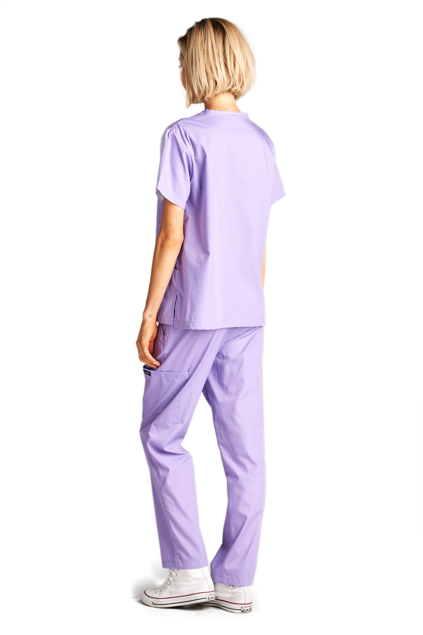 Dagacci Scrubs Medical Uniform Women and Man Scrubs Set Medical Scrubs Top and Pants - X-Small - Lavender thumbnail 3