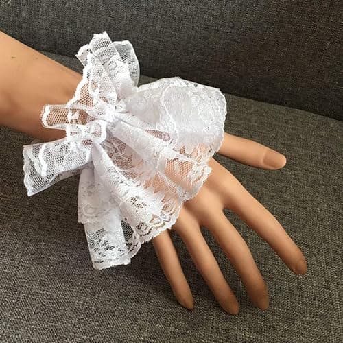 Oilmal Fake Sleeves, Women Fake Hand Sleeves Wrist Cuffs Ruffled Floral Lace Elastic Bracelet Steampunk Wedding Party Prom Clothing thumbnail 3