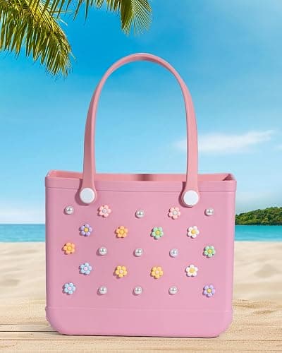 Mon Caramel 22PCS Resin Beach Bag Accessories Charms,Resin Beach Totes Accessories Inserts,Daisy Flower Bag Charms thumbnail 5