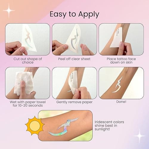 Iridescent Pattern Temporary Tattoos | Holographic Demon Energy Pattern | Metallic Hunter Cosplay | Fake Tat Stickers | Kpop Birthday Party, RPD, Halloween thumbnail 5