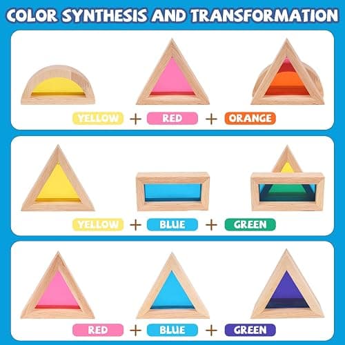 Agirlgle Wooden Rainbow Building Blocks for Kids 32 Pcs Rainbow Stacker Stacking Blocks Game Colorful Construction Toys Preschool Learning Educational Toys -Geometry Wooden Blocks for Boys & Girls thumbnail 6