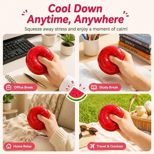 Slushy Watermelon Squishy, Zero Bounce Back Squishys Watermelon Stress Ball, Realistic Fake Food Stress Ball, Mashed Skin Soft Filled Squeeze Relaxing Fidget for Adults (Watermelon) thumbnail 7