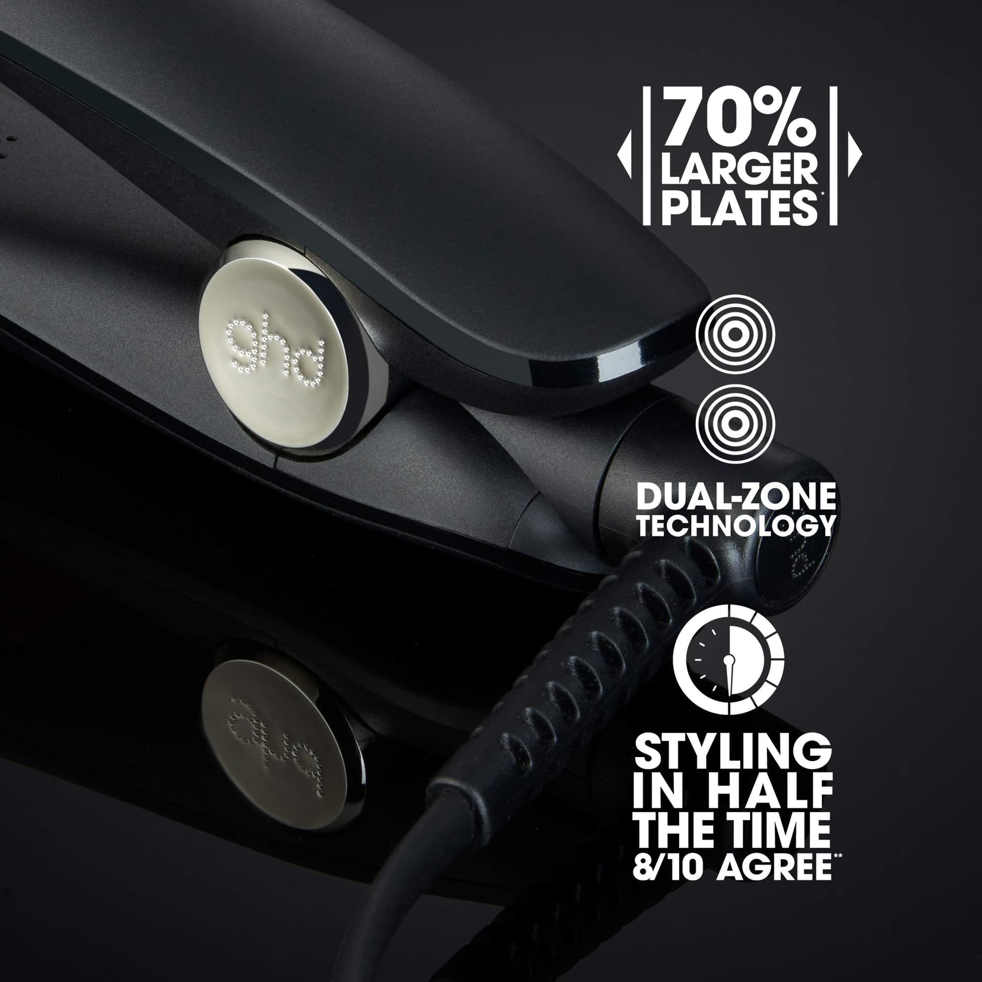 ghd Max Styler, Wide Plate Hair Straightener, Black thumbnail 3