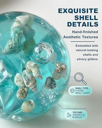 Ice Clear Squishy Squeeze Ball with Real Ocean Shells, Sensory Fidget Toys | Anxiety Relief, Non-Toxic Squeeze Ball, Focus & Calm, Office Desk Decor, Party Favor Gifts thumbnail 5