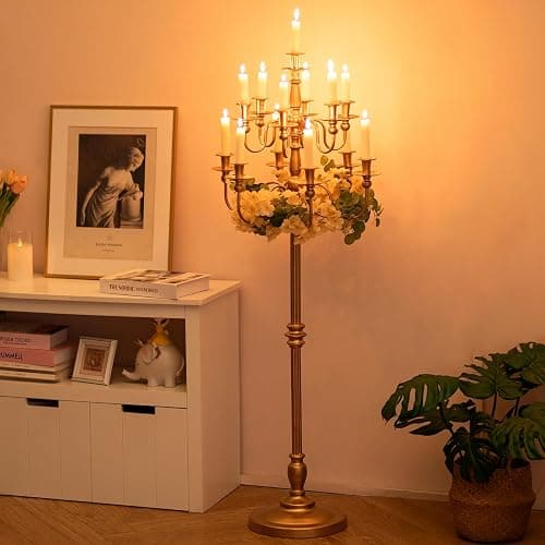 Sziqiqi Wedding Candelabra 51in Tall : Large Candelebras for Party Event Gold Candle Holders Set of 2 for Candlesticks Table Centerpiece for Party Events - Image 1