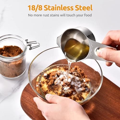 Measuring Cups, U-Taste Measuring Cups and Spoons Set of 15 in 18/8 Stainless Steel : 7 Measuring Cups and 7 Measuring Spoons with 2 D-Rings and 1 Professional Magnetic Measurement Conversion Chart thumbnail 3