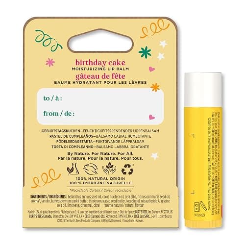 Burt's Bees Lip Balm Birthday Cake, Moisturising Lip Balm With Beeswax and Vitamin E, 100% Natural Origin, 4.25g thumbnail 10