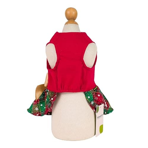 Fitwarm Merry Woofmas 100% Cotton Dog Christmas Outfits Girl Dog Holiday Dress Lightweight Doggie Costume Puppy Clothes Pet Apparel with Bowknot Cat Clothing Red Small thumbnail 2
